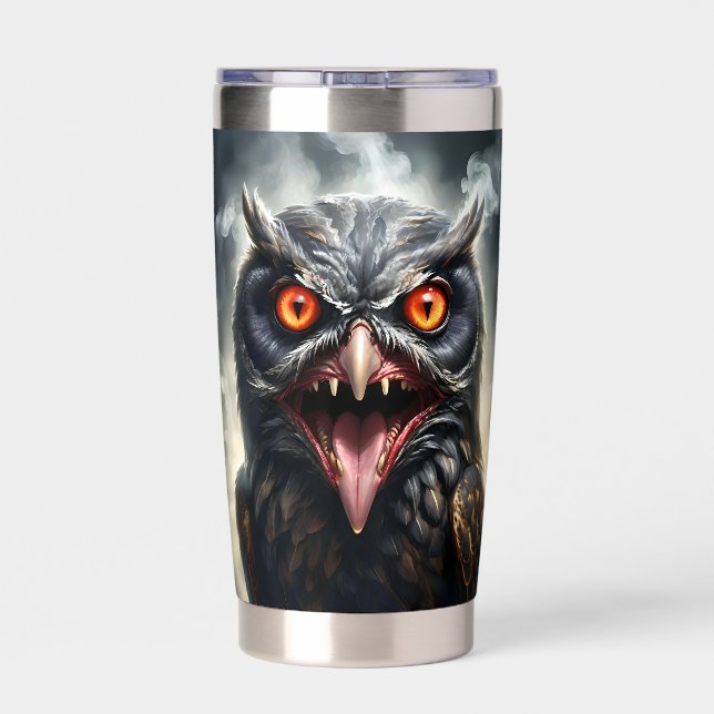 Scary Fanged Vampire Owl, Insulated Tumbler (Back)