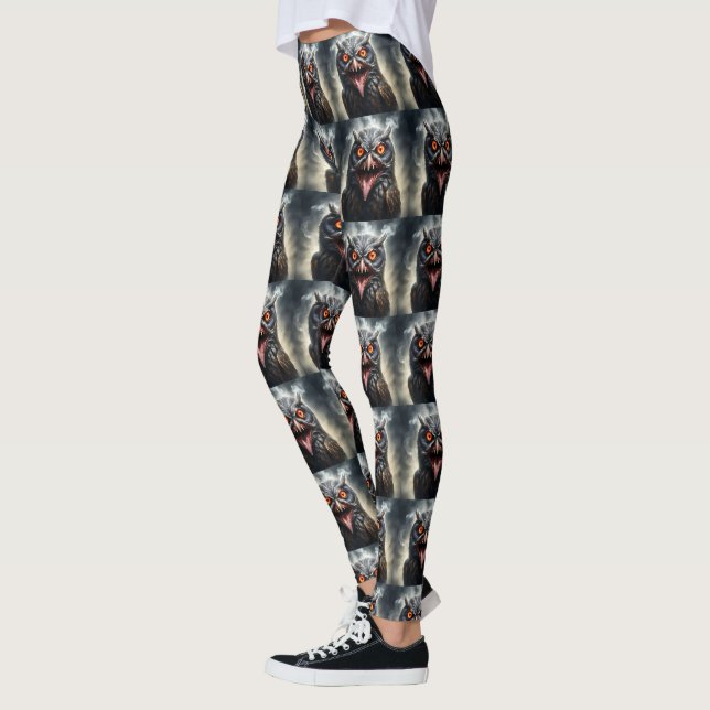 Scary Fanged Vampire Owl, Leggings (Left)