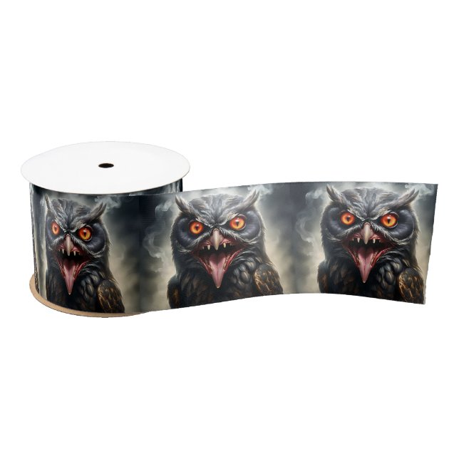 Scary Fanged Vampire Owl, Satin Ribbon (Spool)