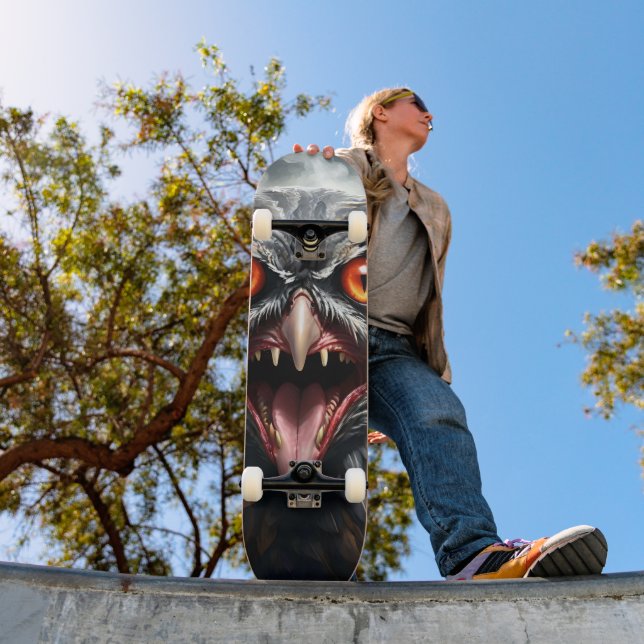 Scary Fanged Vampire Owl, Skateboard (Outdoor 1)
