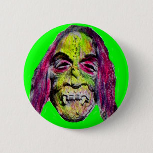 scary fiendish horror monster portrait 6 cm round badge
