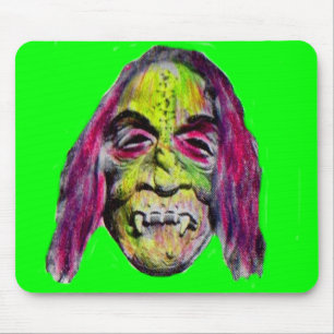 scary fiendish horror monster portrait mouse pad