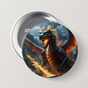 Scary Fire Breathing Dragon, 7.5 Cm Round Badge