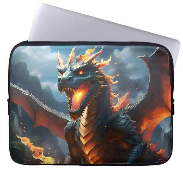 Scary Fire Breathing Dragon, Laptop Sleeve (Front)
