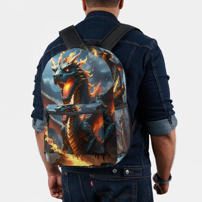 Scary Fire Breathing Dragon,  Printed Backpack (Insitu (Model))