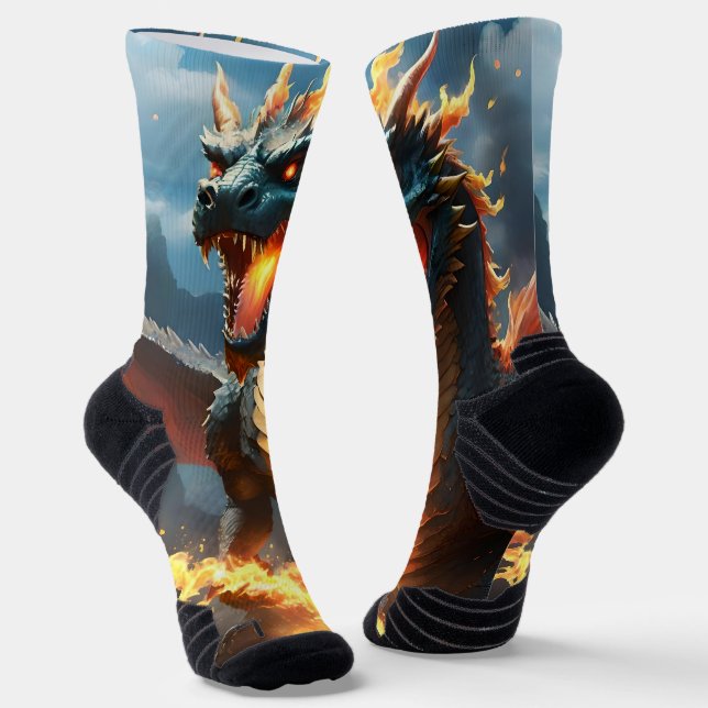 Scary Fire Breathing Dragon,  Socks (Angled)