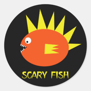 Scary Fish! Classic Round Sticker