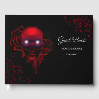 Scary floral dark moody gothic skull halloween gue guest book