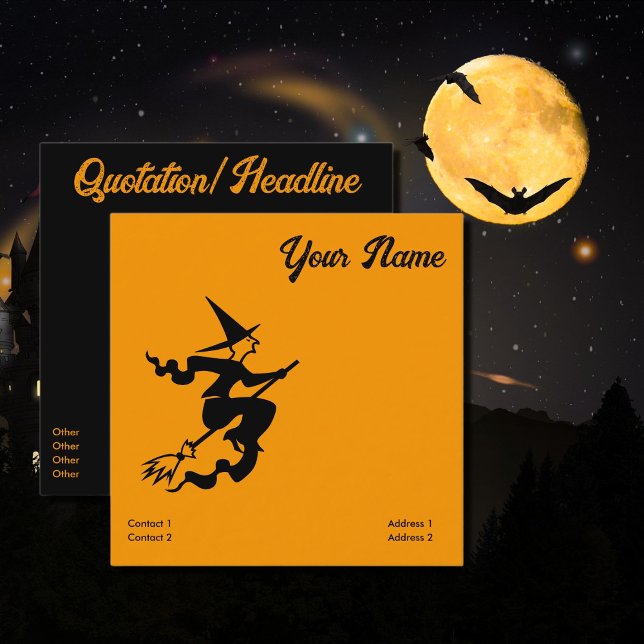 scary flying witch square business card (Creator Uploaded)