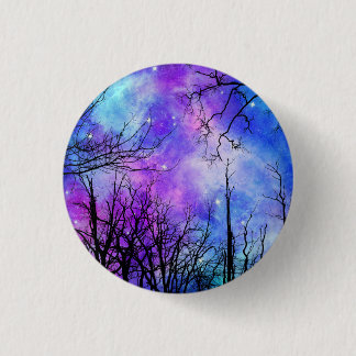 Scary Forest by Night Dark Blue Ambiance 3 Cm Round Badge