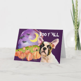 Scary French Bulldog Halloween Card