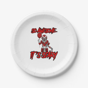 Scary Funny Halloween Clown Hockey Goalie Paper Plate