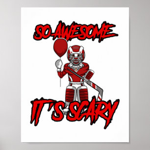 Scary Funny Halloween Clown Hockey Goalie Poster