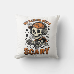Scary Gamer Skeleton Vintage Halloween Shirt Desig Cushion