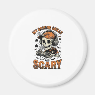Scary Gamer Skeleton Vintage Halloween Shirt Desig Magnet