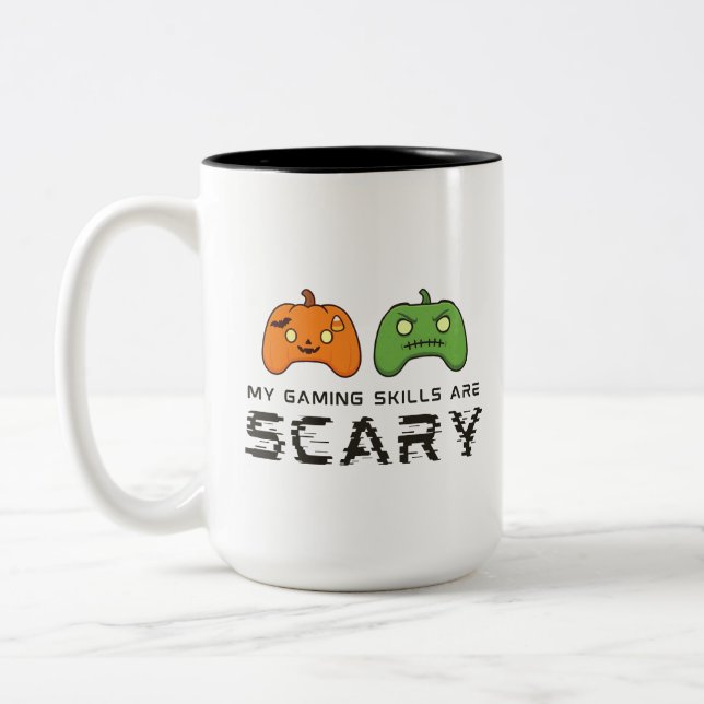 Scary Gaming Halloween Two-Tone Coffee Mug (Left)