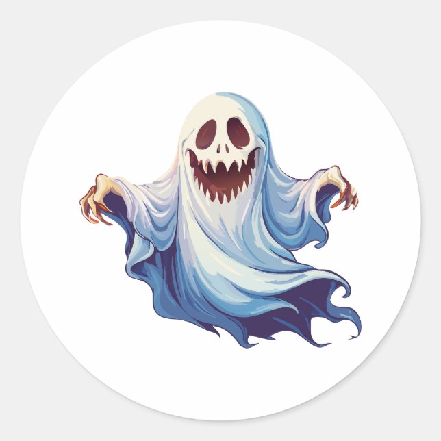 Scary ghost classic round sticker (Front)