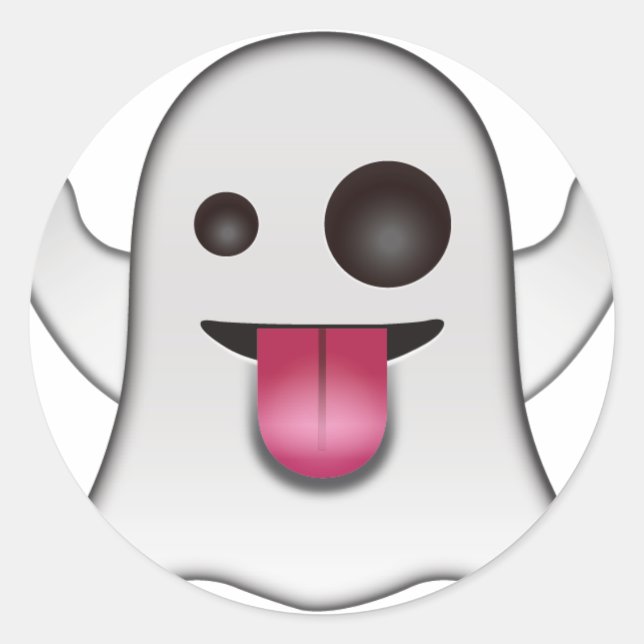 Scary Ghost Emoji Cool Fun Classic Round Sticker (Front)