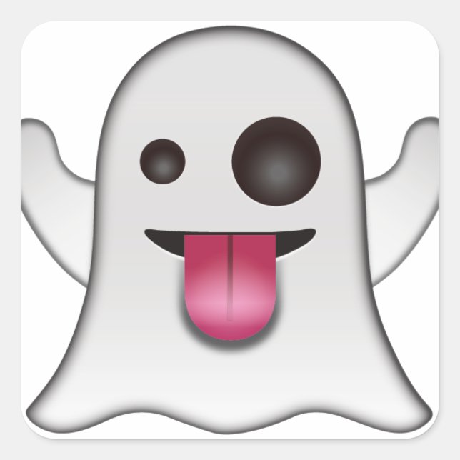 Scary Ghost Emoji Cool Fun Square Sticker (Front)