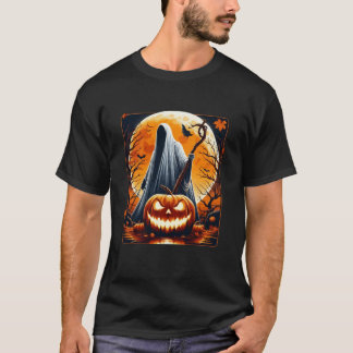 Scary Ghost Halloween Spooky Jack o Lantern Trick T-Shirt