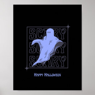 Scary Ghost Happy Halloween Poster Cute Purple