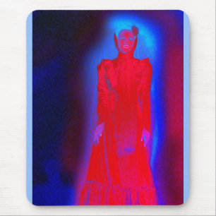 Scary ghost lady in red art mouse pad