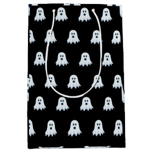 Scary Ghost Pattern black and white  Medium Gift Bag