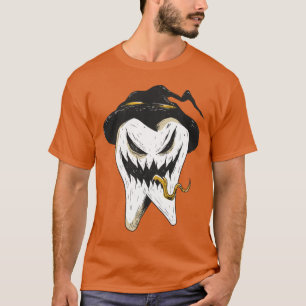 Scary Ghoulish Tooth in Witch Hat Halloween T-Shirt