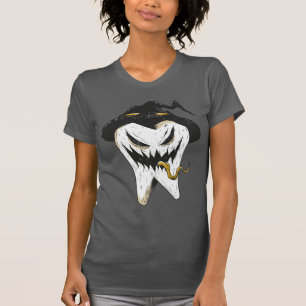Scary Ghoulish Tooth in Witch Hat Halloween T-Shirt