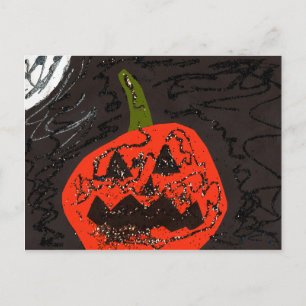 Scary Glitter Jack o' Lantern Postcard