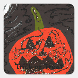 Scary Glitter Jack o' Lantern Square Sticker