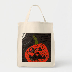 Scary Glitter Jack o' Lantern Tote Bag