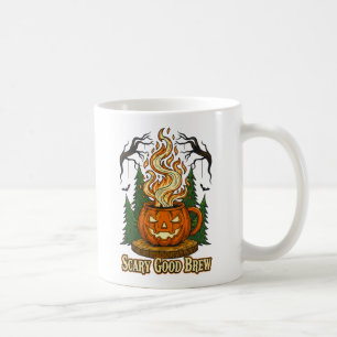 Scary Good Brew Pumpkin Coffee Halloween Art Mug