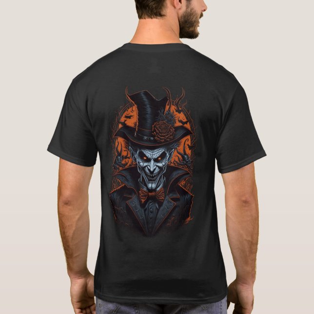 Scary Gothic Monster Top Hat Bats Halloween Art (Back)