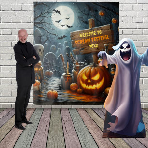 Scary Graveyard Halloween Hanging Backdrop Tapestry