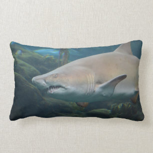 Scary Great White Shark Lumbar Cushion