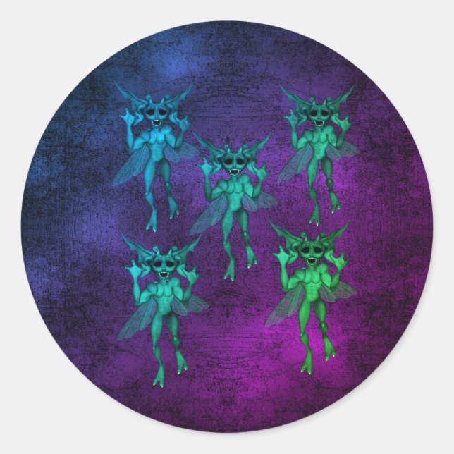 Scary Gremlin Creatures Halloween  Classic Round Sticker (Front)