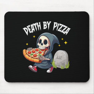 Scary Grim Reaper Eating Pizza Death By Pizza Vale Mouse Pad