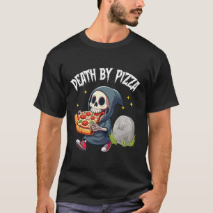 Scary Grim Reaper Eating Pizza Death By Pizza Vale T-Shirt