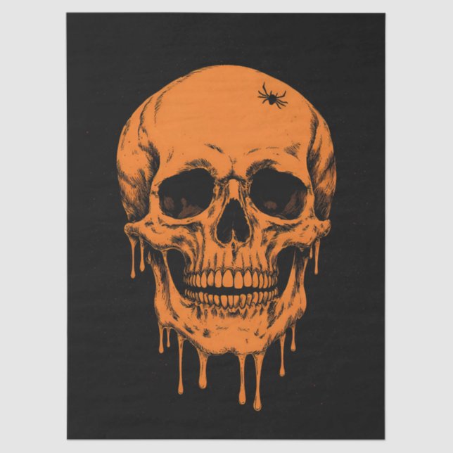 Scary Grinning Skull with a Spider Crawling on Top Tissue Paper (Front)