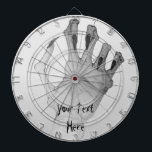Scary gruesome gnarled monster hand dartboard<br><div class="desc">These monstrous and gruesome hands on this quality dart board look quite scary. The original image of these two vein covered hands with gnarled fingers is a graphite drawing. The long and pointed black finger nails give this horror image some extra nightmarish scariness. This unique dart board will defiantly turn...</div>