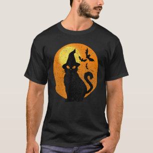 Scary Halloween Black Cat Costume Retro Vintage Mo T-Shirt