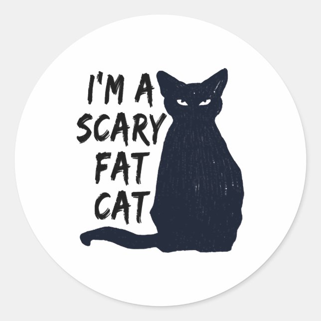 Scary Halloween Black Cat Design graphic Classic Round Sticker (Front)