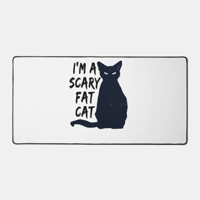 Scary Halloween Black Cat Design graphic Desk Mat (Front)