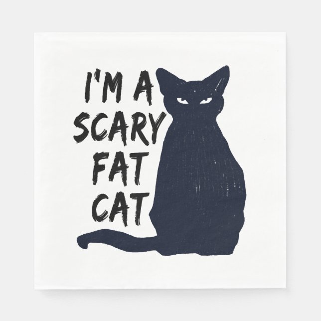 Scary Halloween Black Cat Design graphic Napkin (Front)