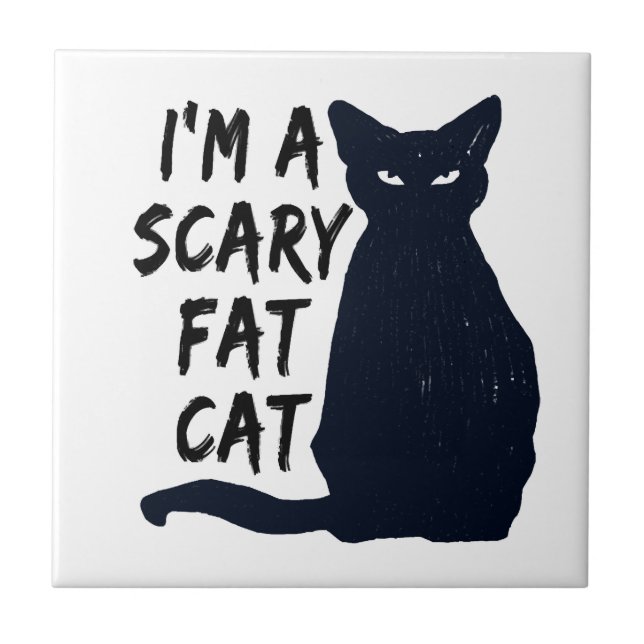 Scary Halloween Black Cat Design graphic Tile (Front)