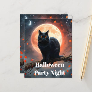 Scary Halloween Black Cat Moonlight,