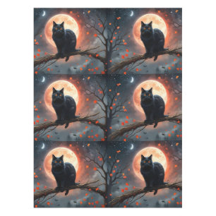 Scary Halloween Black Cat Moonlight, Tablecloth
