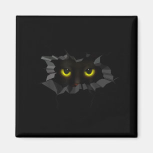 Scary Halloween Black Cat Peeking Out Pet Lover Magnet