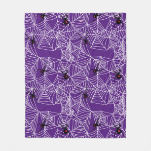 Scary Halloween Black Widow Spider Web Pattern Fleece Blanket